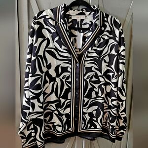 LOFT NEW Monochrome Abstract Print Blouse Large